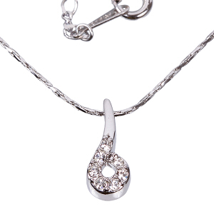Halskette mit Anhänger, Zirkonia Strass, Weißgold plattiert,6524